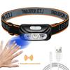 Mini USB Rechargeable Headlamp Motion Sensor Headlight Camping Flashlight Head Light Torch Lamp with Built-in Battery