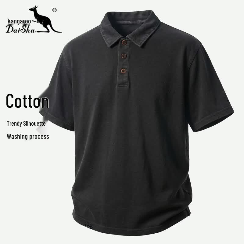 DAISHU Men s Loose-Fit Polo Short Sleeve T-Shirt L