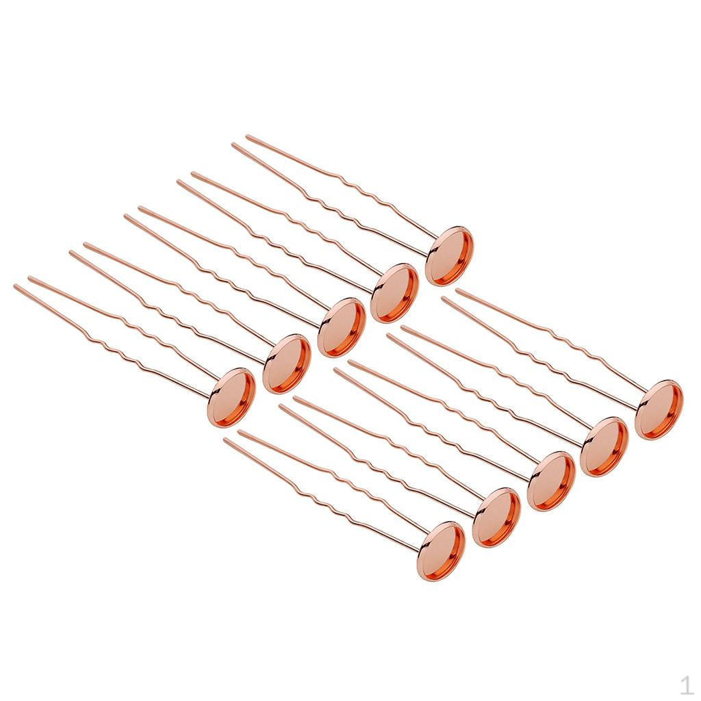 

10 Cabochon Hair Clips Base Bride Wedding Jewelry Settings rose gold