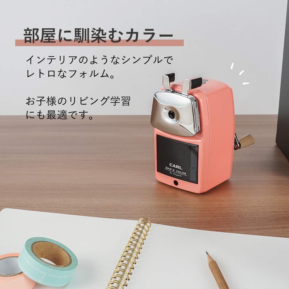 Carl Office Pencil Sharpener Angel 5 Royal 3 Made in Japan with lead adjustment function Pink 2-stage A5RY3-P