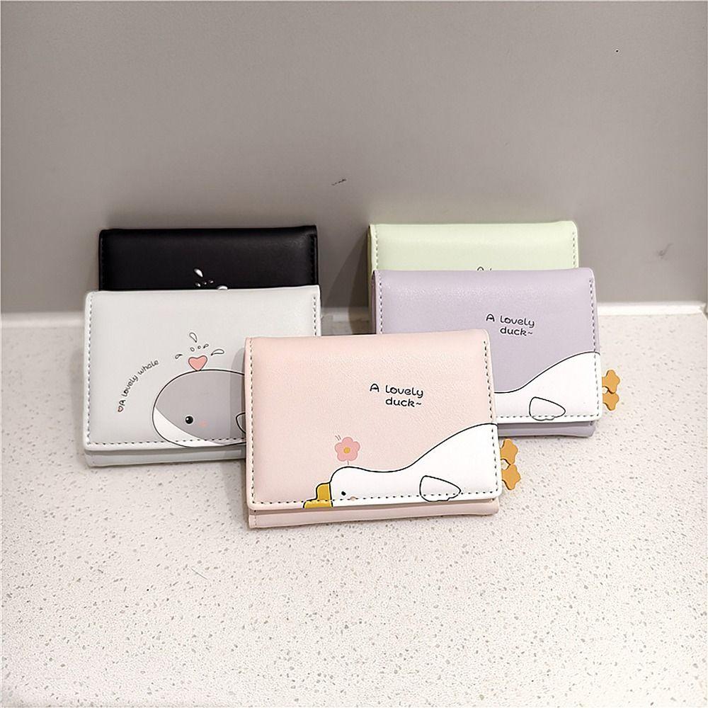 

Кошелек для монет в виде дельфина и утки, 3 сложения, кошельки для карт, держатель для кредитных карт для девочек, студентов, подарок фиолетовый