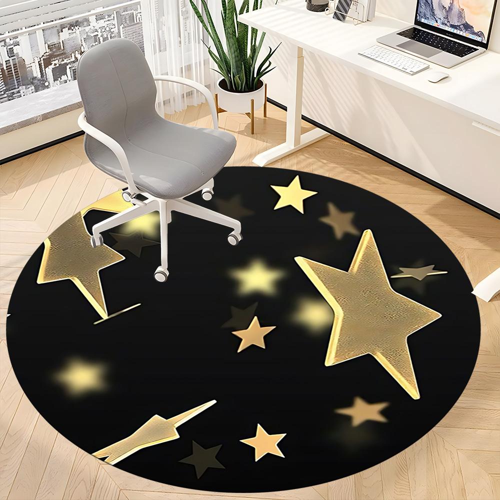 1pc Golden Stars Chair Carpet for Office, Non-slip, Soft and Durable Office Rug, Perfect for Office Yy260131077