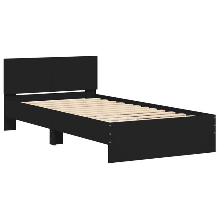 VidaXL Bed Frames and Headboard Black 100x200 Cm Engineered Wood 838618