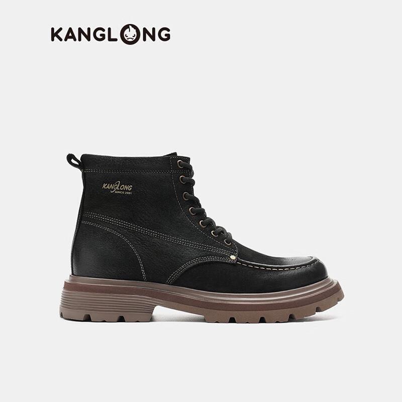 Kanglong Men s Thick-Heel Martin Boots 38