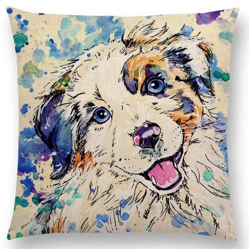 Oil Painting Animals ELK Cushion Cover Deer Lion Dogs Fox Bird Horse Sofa Throw Pillow Case