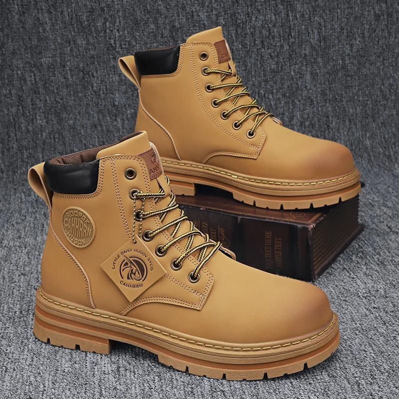 Luxury Brands Riding Boots Walking Shoes for Men Outdoor Boots Men's Ankle Boots Winter New High Top Casual Shoes Classic Design