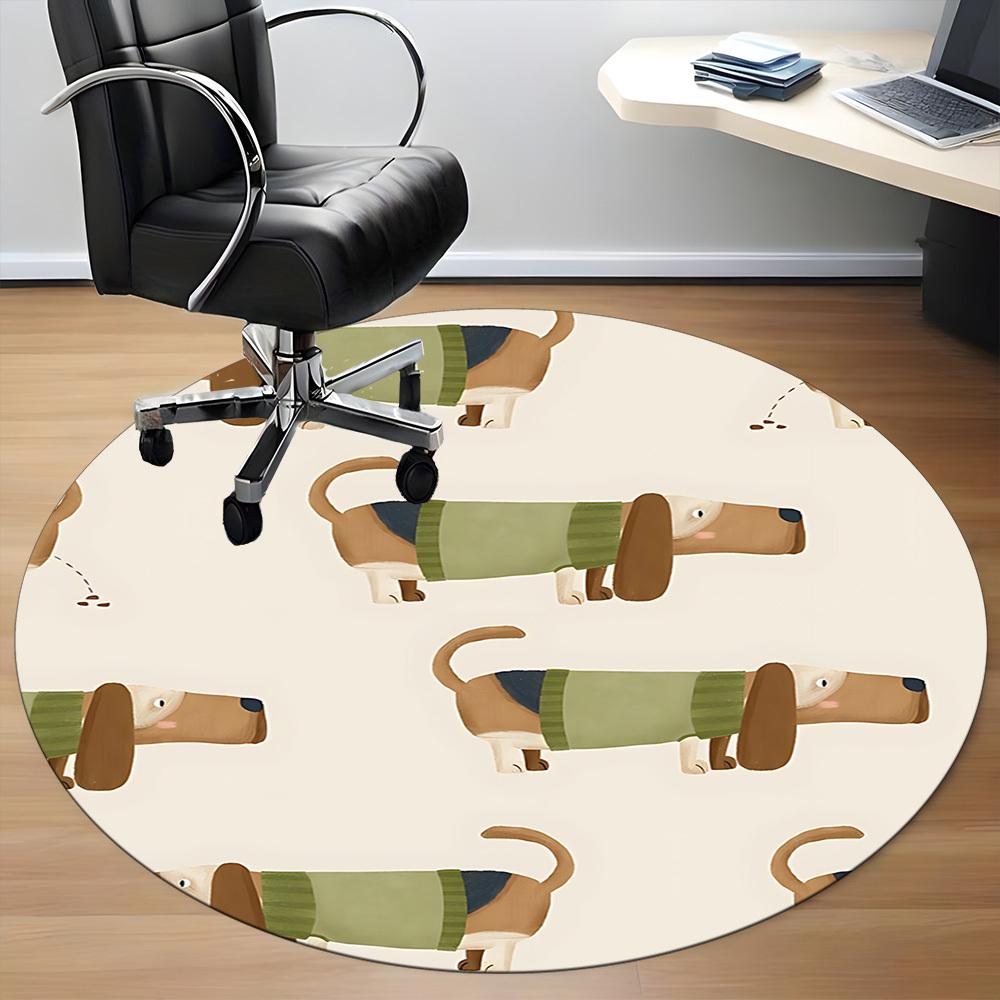 1pc Dachshund Pattern Office Round Rug, Non-slip, Soft and Durable Office Rug for Interior Decoration, Perfect for Office,Decoration yy260204009