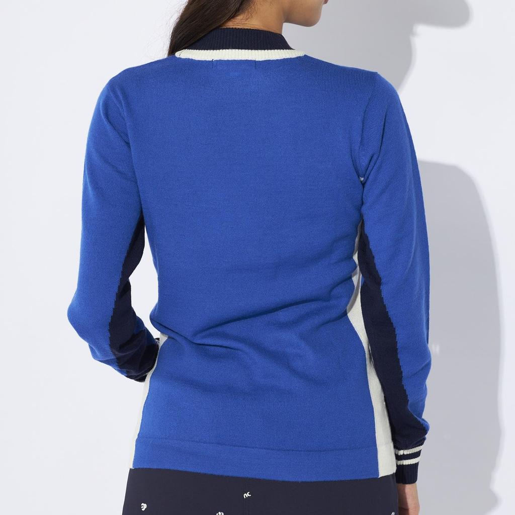 Marie Claire Women's Color Block Wool Blend Mock Neck Knit 734720, Blue