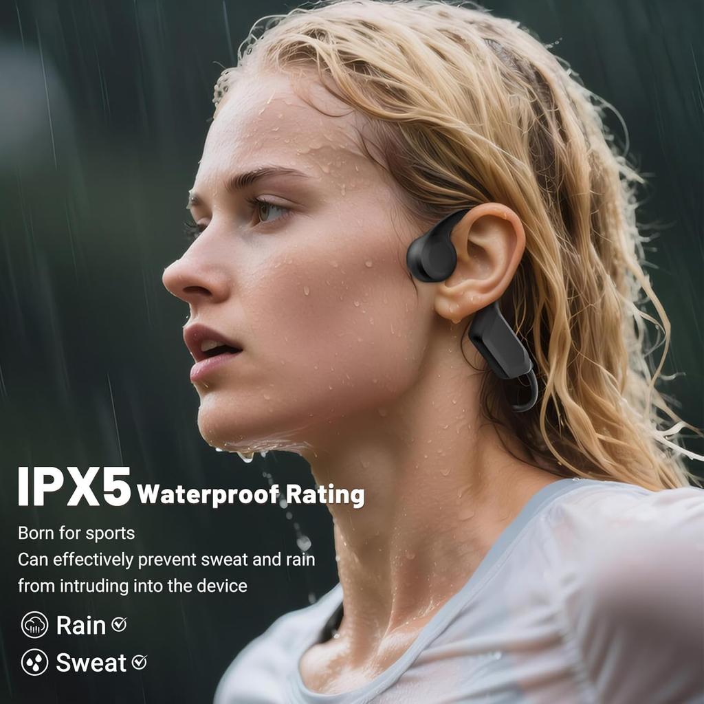 2025 New Bluetooth 6.0 Bone Conduction Headphones, Open-Ear Design, Sweatproof & Waterproof, HD Stereo Sound, 10Hrs Playtime, Lightweight for