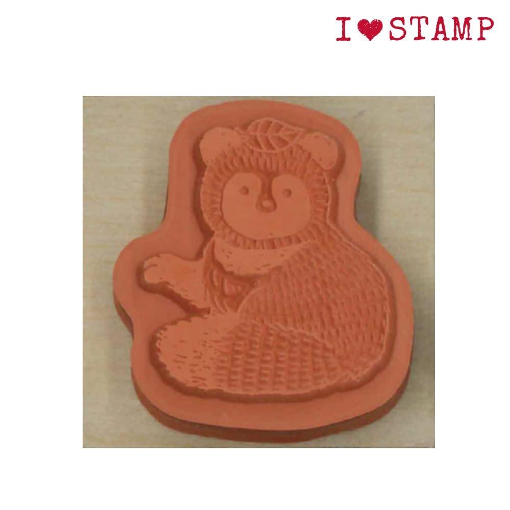 Kodomonokao N I Love Stamp Ezo Raccoon Dog Japanese Wooden Rubber Stamp 1533-051