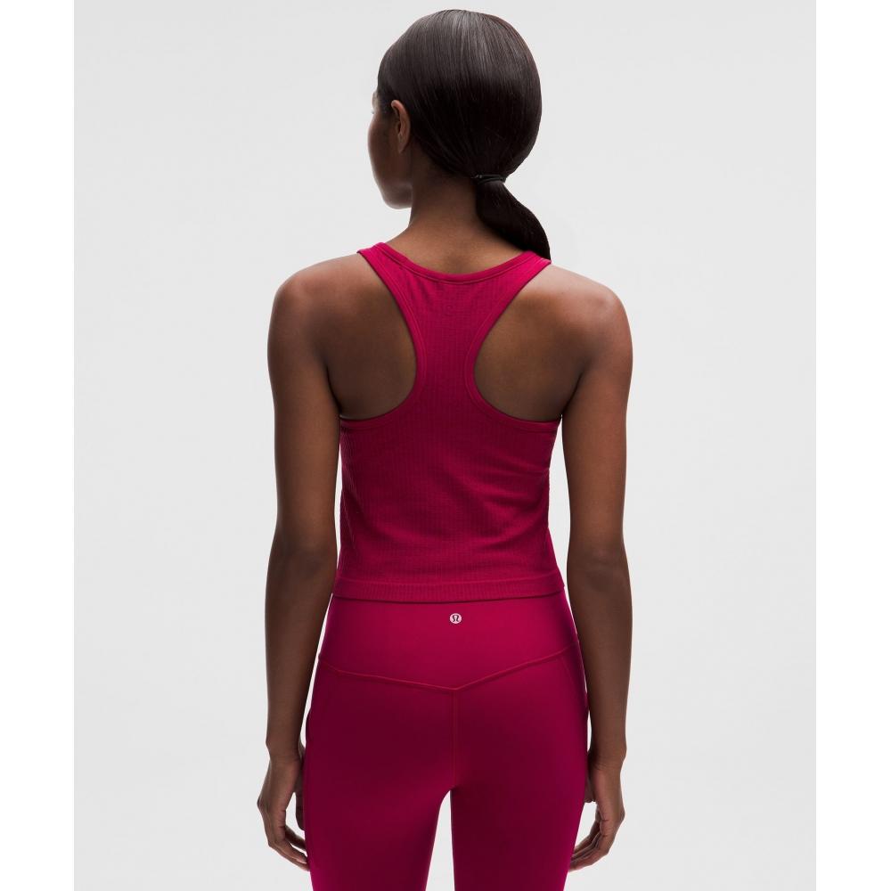 Lululemon EBB To Street Cropped RaCerBaCk Tank Top  Light Support  B C Cup Berry rumBle
