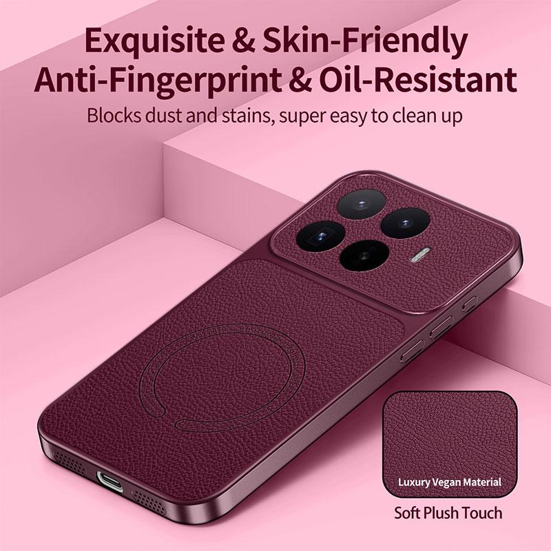 PU Leather Magnetic Wireless Charging Case For Magsafe Xiaomi Poco C75 C85X C81 M7 Plus M8 X8 X7 F5 F6 F7 F8 F9 Pro Max Ultra