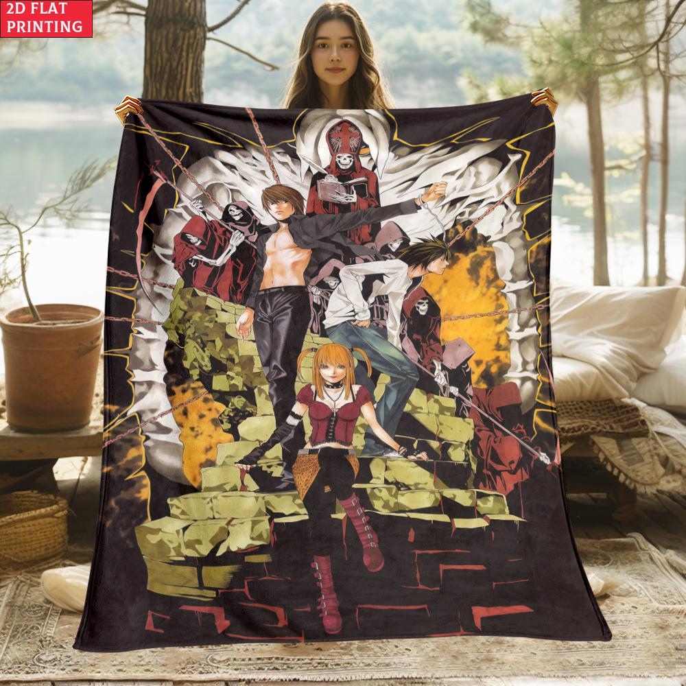 Dark Anime Print thin Flannel Blanket for Bedrooms,Living Rooms,Sofas Blankets,Lunch Breaks,blankets fluffy blanket
