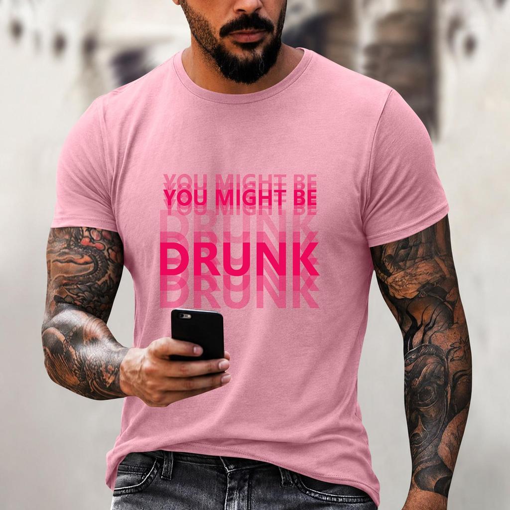 Men's Quirky Casual Loose Fit Letter Print T-Shirt for Daily Wear