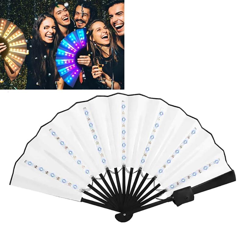 Glow Folding Led Fan Dancing Light Fan Night Show Halloween Christmas Rave Festival Accessories Glow In The Dark Party Supplies