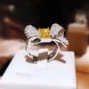 Luxury Women's Bow Knot Accessories Party Elegant Bride Engagement Gift Girlfriend Exquisite  Sterling Silver Commitment Ring