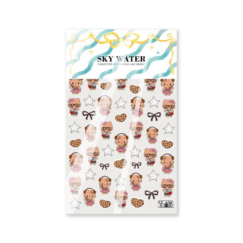 Blue Leopard Print Kitty Nail Stickers & Hello Kitty Phone Case CCD Decorative Stickers