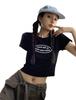 American Retro Short-sleeved T-shirt Women's Summer New Design Sense Spice Girl Navel Slim Short Student Top