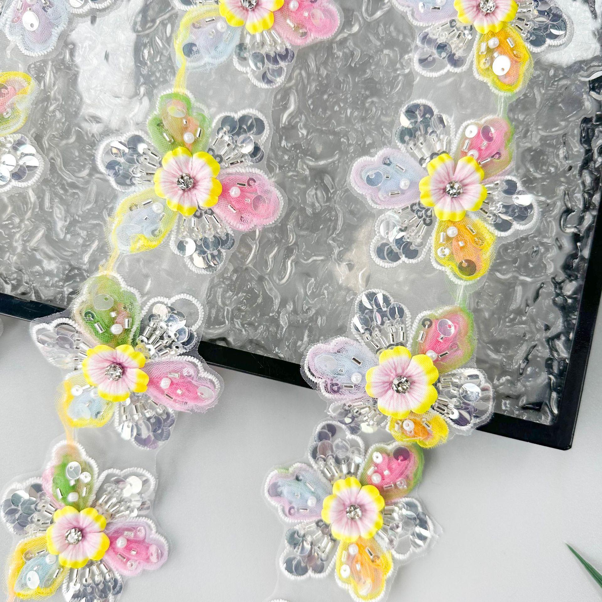 

Color Beaded Sequins Three-Dimensional Flowers Barcode Clothing Lolita Skirt Luggage Hair Accessories Lace Accessories T1200 color one size 12.5 flowers