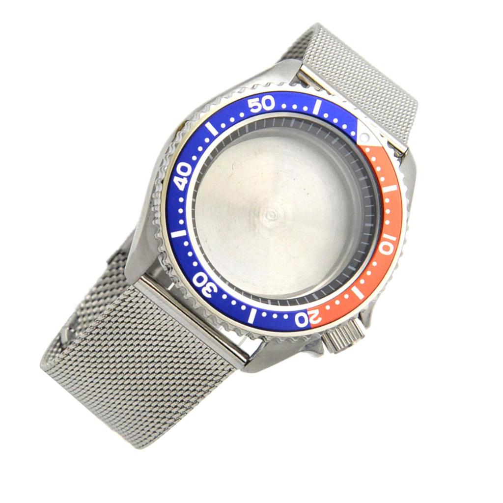 Blue Orange 42mm Steel Watch Strap Belt Bezel Case for Movement NH35/36