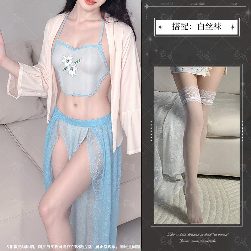 Sexy underwear women's sexy Hanfu ancient clothing embroidery perspective belly pocket bed passion suit hot uniform women