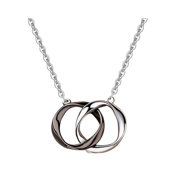 Intertwined Rings Couple Necklace Mobius Strip Circles Necklace Men Women Endless Circle Pendant Necklace Gift for Valentine's Day Anniversary