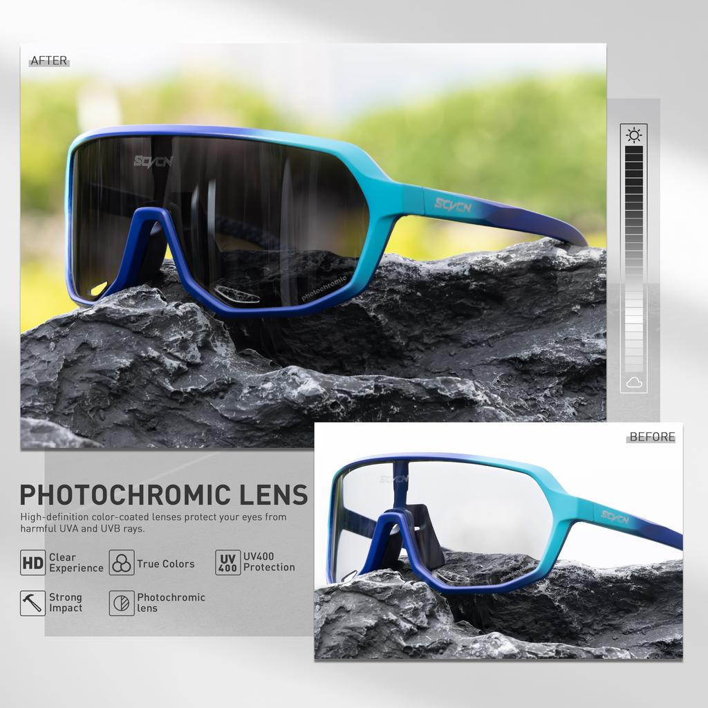 SCVCN Photochromic Sports Sunglasses Polarized Cycling Glasses for Men Mountain MTB Bike Bicycle Goggles UV400 Women Driving