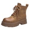 Retro Martin boots women's autumn and winter rhubarb boots thick-soled heightening leather tooling short boots