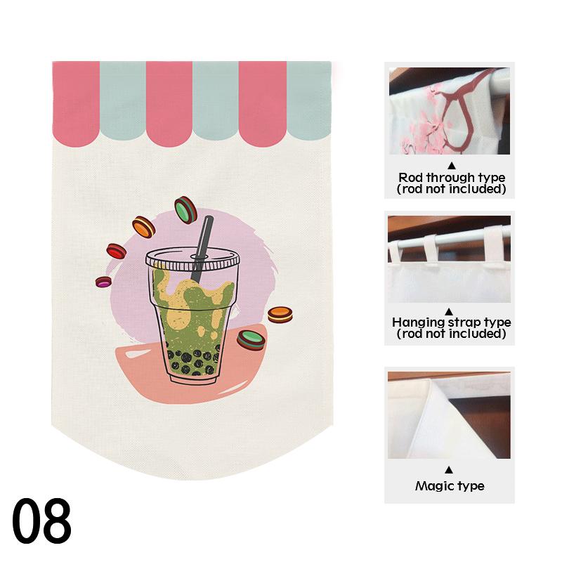 

Japanese Style Short Curtain Bubble Tea Signboard Milk Tea Shop Decor Hanging Curtain Flag Noren Restaurant Decor Half-curtain 30x45cm&Hook