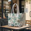 Winter Floral Print Tote Bag Elegant Daily Carry Shoulder Bag Casual Shopping Handbag for Women