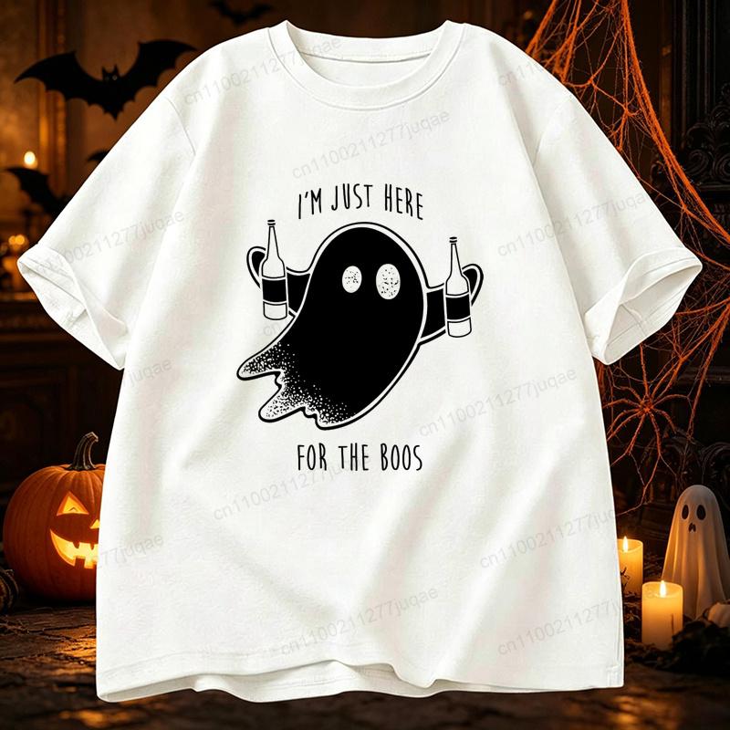 Funny T Shirt Clothing I'm Just Here for The Boos T-shirt Halloween Party Tee Shirts Spooky Season Tee Tops Gifts