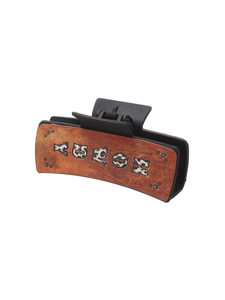 Sunflower Leather Hairpin with English Letter Clip for Women