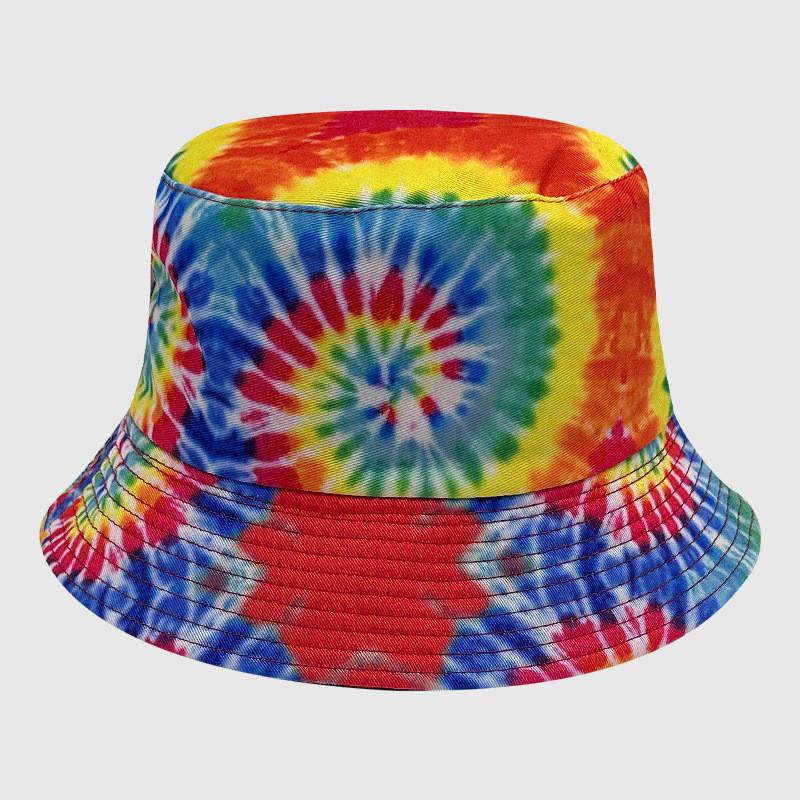 Neutral Summer Tie Dye Printed Fisherman Hat Outdoor Breathable Hat Sunshade