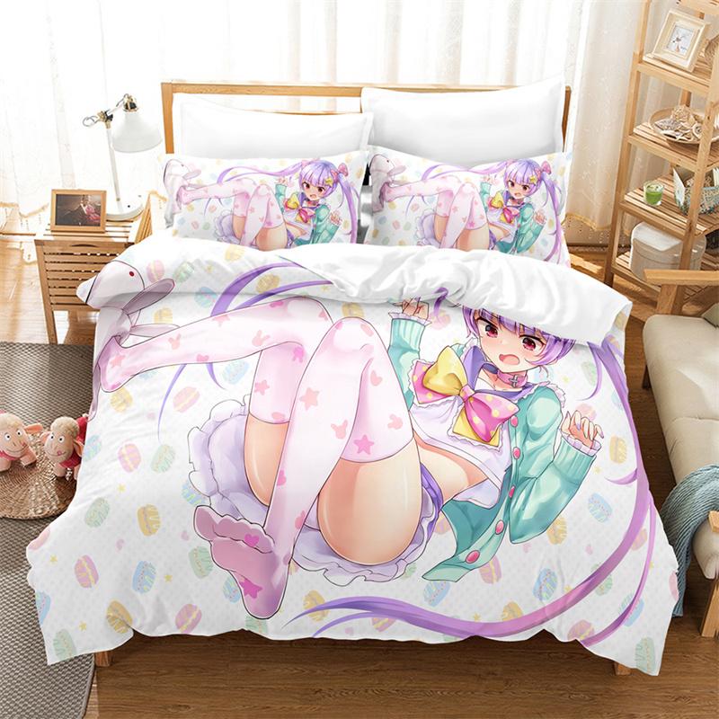 Cartoon Cute Girl Bedding Set Duvet Cover Set Lovers Bedding Kids Luxury King Size Comforter Bedding Sets Queen Duvet Cover Set
