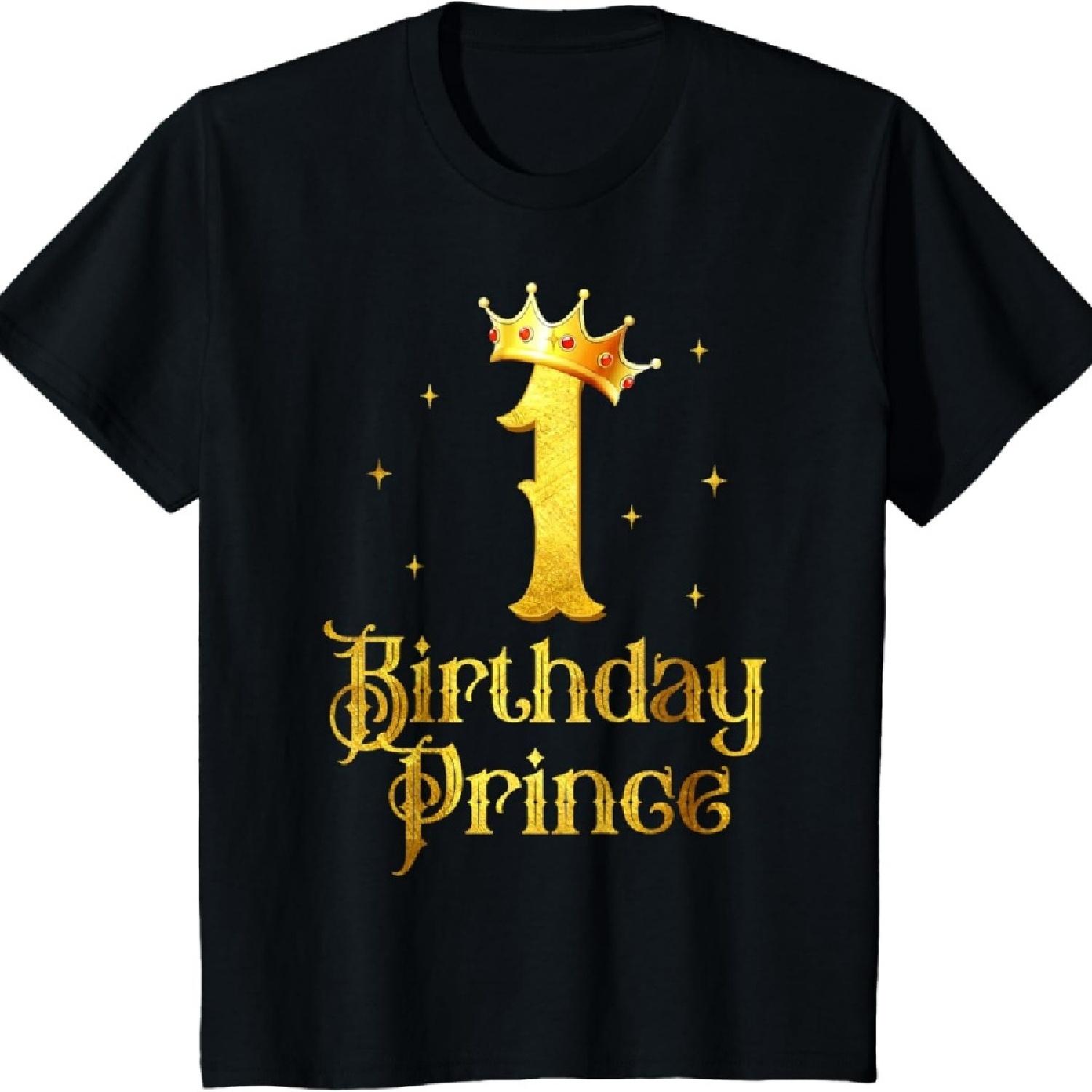 

Kids 1st Birthday Decorations For Boys Prince 1 Year Old T-Shirt S