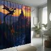 Castle Evil Dragon Shower Curtain Set - Flying To The Castle, Polyester Fabric, Bathtub Partition, Modern Bath Decor