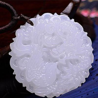 Gift Jewelry Afghanistan Natural Jade Dragon Pendant White Jade