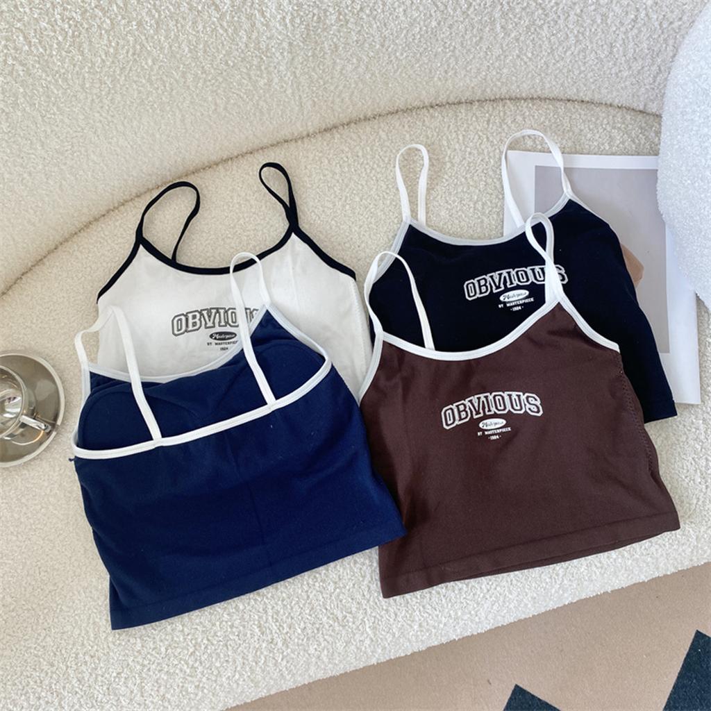 Alphabet Spice Sports Camisole Girly Girl with A Bra Pad Under The Undershirt To Prevent Exposure and Wear A Short Top