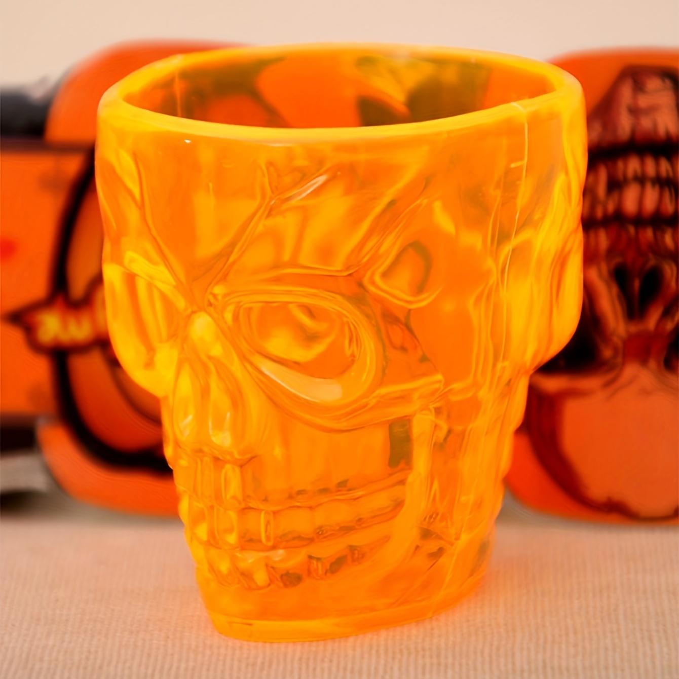 

1 шт. Креативная прозрачная оранжевая кружка с принтом черепа, пластиковый необычный стакан для воды для дома 55ml оранжевый