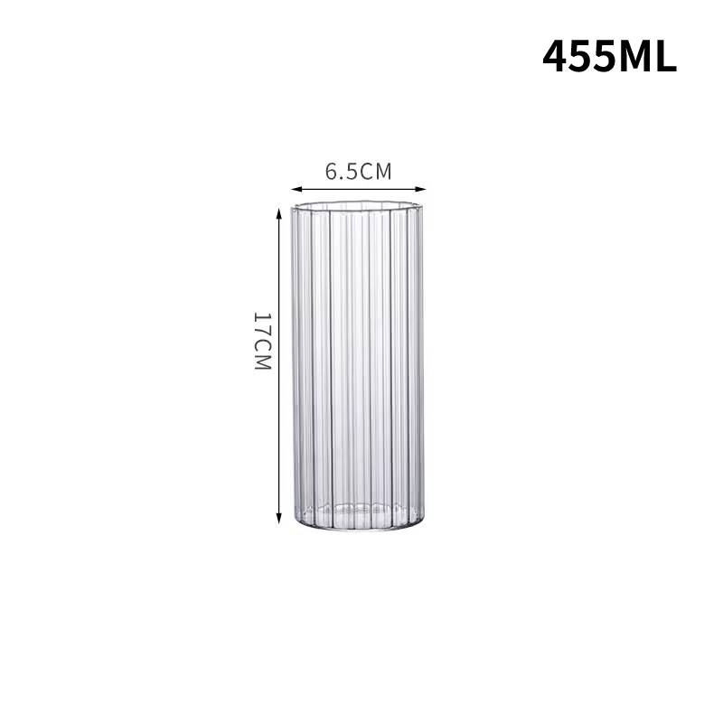 Heat-Resistant Stripe Glass Cup Transparent Coffee Mug Drinking Glasses Juice Milk Tea Cups Cocktail Glasses Beverages Drinkware