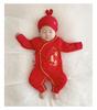 Newborn 100-Day Zhua Zhou Ceremony Big Red Monk Robe Set with Bodysuit for 0-3 Months