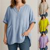 Womens Tops And Blouses Summer Fashion Elegant Casual Solid Loose V Neck Three Quarter Cotton Linen Women's Tops And Shirts