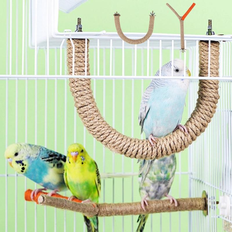 Bird Perch Parrot Toy Bird Cage Supply Bird Standing Rope Bird Cage Accessories Parrot Standing Rope Hanging Bird SwingRope