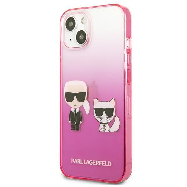 Etui do iPhone 13 mini Karl Lagerfeld Gradient Ikonik Karl & Choupette Różowe