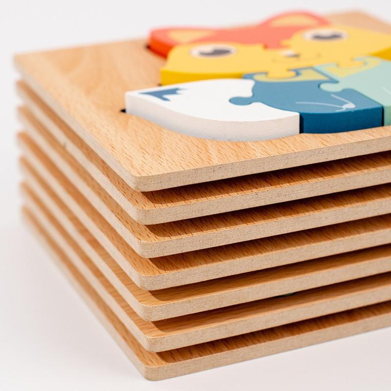 1PC Toddler Puzzles Set , Wooden Puzzles for Kids  Educational Animal Shape Color Matching Game & Color Toys Early Learning Preschool Educational Gift