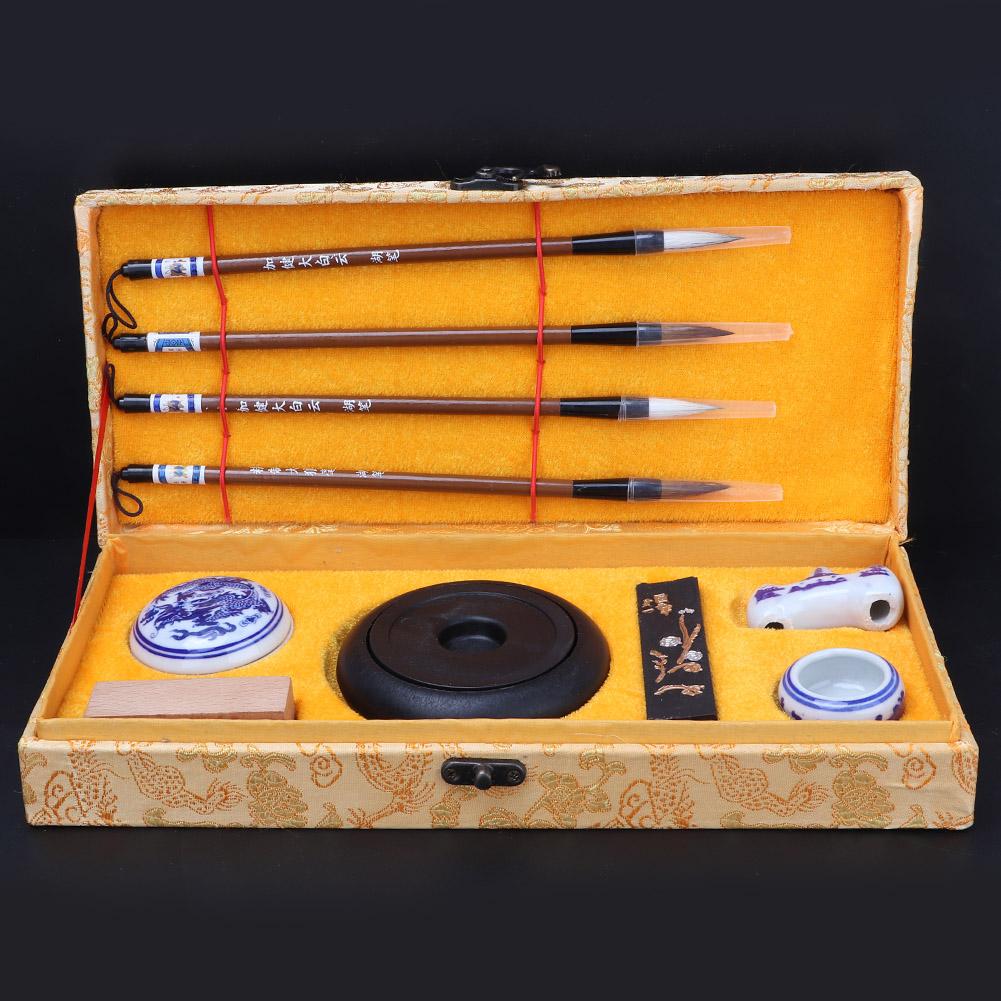 Kinesisk tradisjonell kalligrafisett Fire skatter av studiebørsten PenInkPaperInkstone