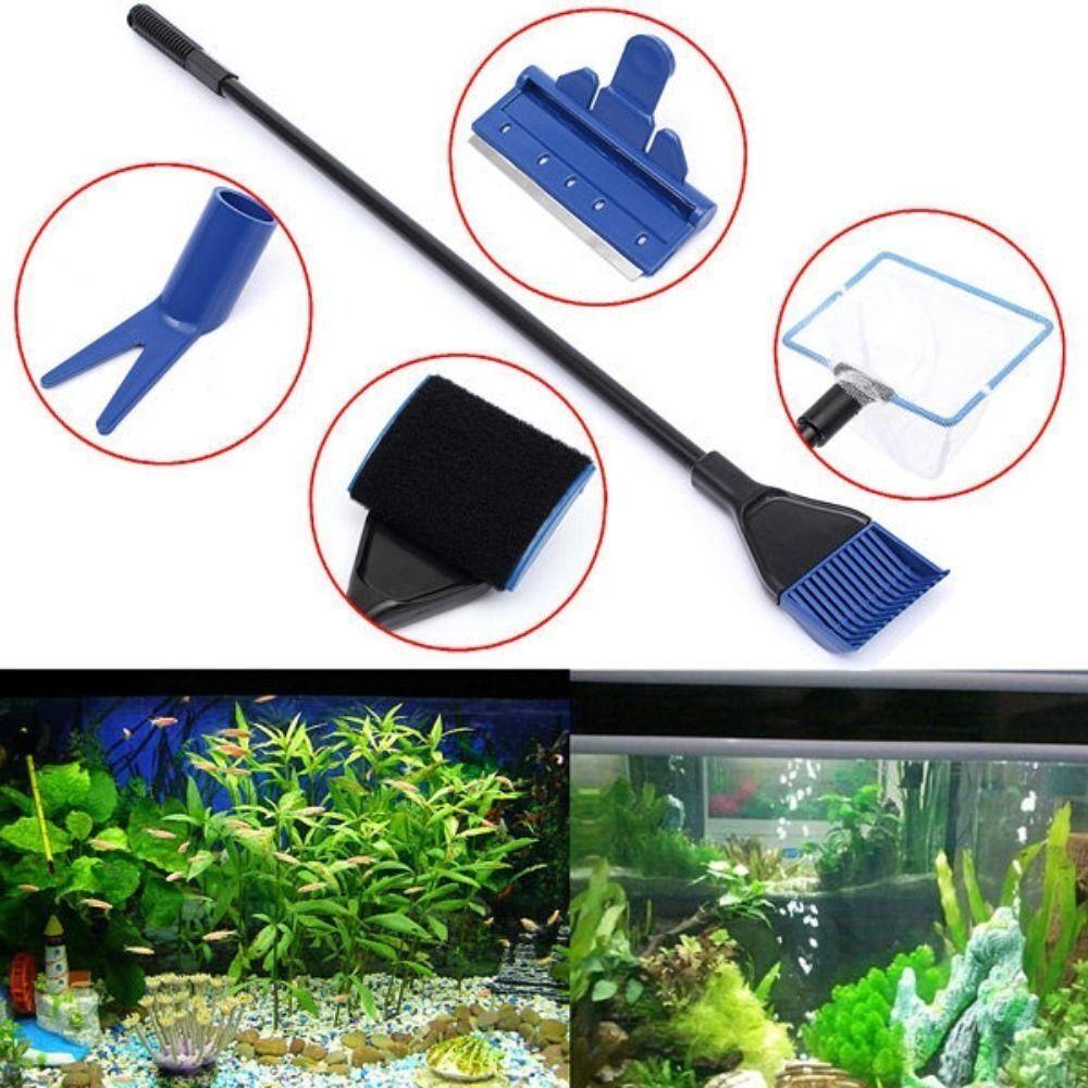 

Adjustable Tank Glass Cleaning Brush Retractable Fish Tank Brush Durable 5-in-1 Cleaning Set No Adjustable