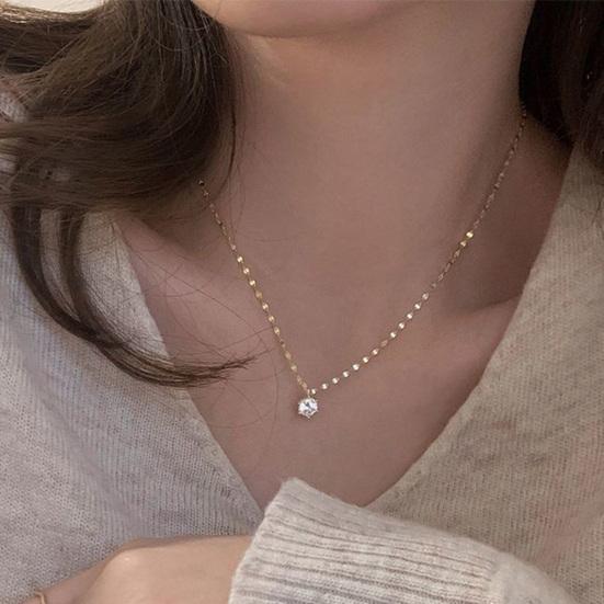 Women Necklace Luxurious High-end Shiny Rhinestone Geometric Neck Chain Female Jewelry