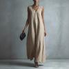 2026 Amazon Independent Station Europe and America's New Women's Casual Temperament V-neck Sleeveless Cotton and Linen Dress