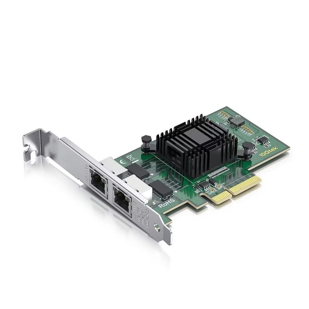 10Gtek 100/1000Mbps Gigabit LAN Card, Intel I350AM2 Original Board (Chip) Mounted, Ethernet PCI Express Network Card, Dual RJ45 Ports, PCIe 2.0 x4, In